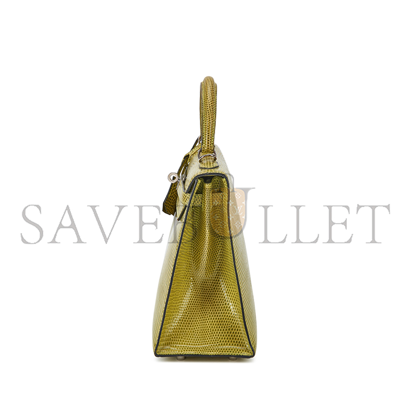 HERMÈS MASTER KELLY 28 LIZARD SKIN ANISE GREEN GOLD BUCKLE HARDWARE (28*22*10cm)